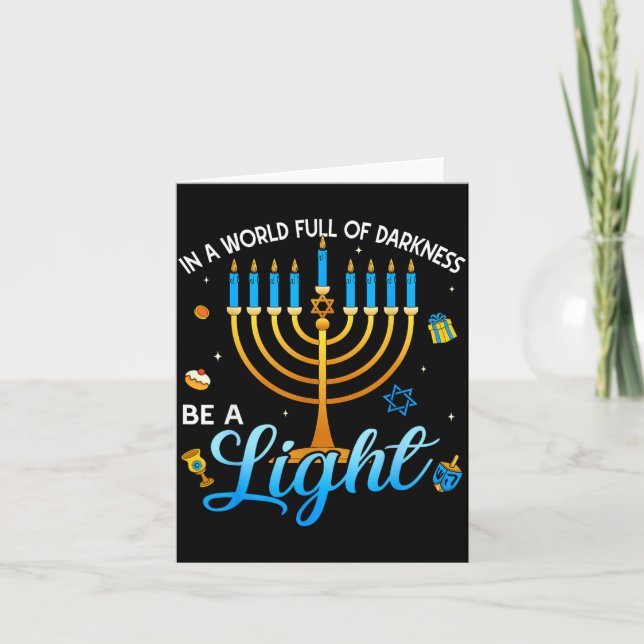 Cartão Menorah Be A Light Happy Hanukkah Shirts For Men W (Frente)