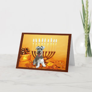 Cartão Menorah de Chanukah do Schnauzer diminuto