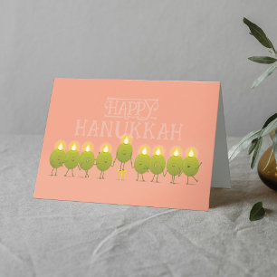 Cartão Menorah de Hanukkah Azeitonas, Grupo Dobrado Pêsse