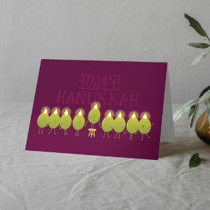 Cartão Menorah de Hanukkah Azeitonas, Vinho Grupo Dobrado