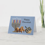 Cartão Menorah Dreidel1 de Chanukah do Dachshund<br><div class="desc">Recordar a família e os amigos durante a estação de Chanukah é uma maneira maravilhosa de permanecer em contacto com as pessoas que você ama e se importa aproximadamente. Eu criei estes cartões de Chanukah do cão com amor e o cuidado e eu somos certos que qualquer um que ama...</div>