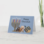 Cartão Menorah Dreidel2 de Chanukah do Dachshund<br><div class="desc">Recordar a família e os amigos durante a estação de Chanukah é uma maneira maravilhosa de permanecer em contacto com as pessoas que você ama e se importa aproximadamente. Eu criei estes cartões de Chanukah do cão com amor e o cuidado e eu somos certos que qualquer um que ama...</div>
