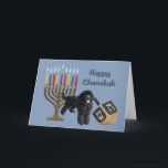 Cartão Menorah Dreidel de Chanukah da caniche<br><div class="desc">Recordar a família e os amigos durante a estação de Chanukah é uma maneira maravilhosa de permanecer em contacto com as pessoas que você ama e se importa aproximadamente. Eu criei estes cartões de Chanukah do cão com amor e o cuidado e eu somos certos que qualquer um que ama...</div>