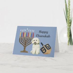 Cartão Menorah Dreidel de Chanukah da caniche