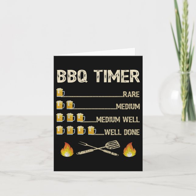 Cartão Mens Churrasco Timer Funny Barbecue Grill Beer (Frente)