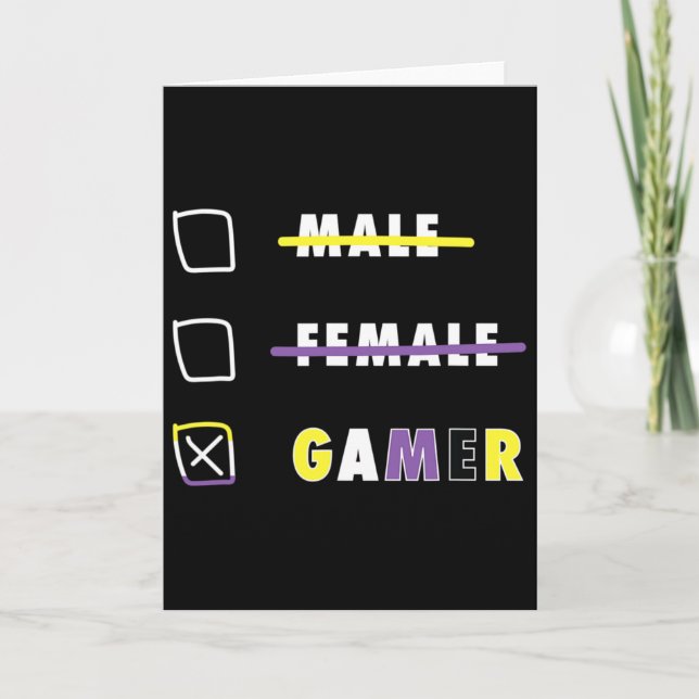 Cartão Mens Funny Nonbinary Gamer En  (Frente)