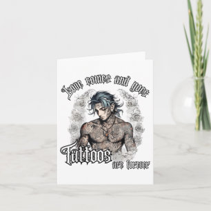 Cartão Mens Para Solteiro Tatuado Homem Inclino Anti-Vale