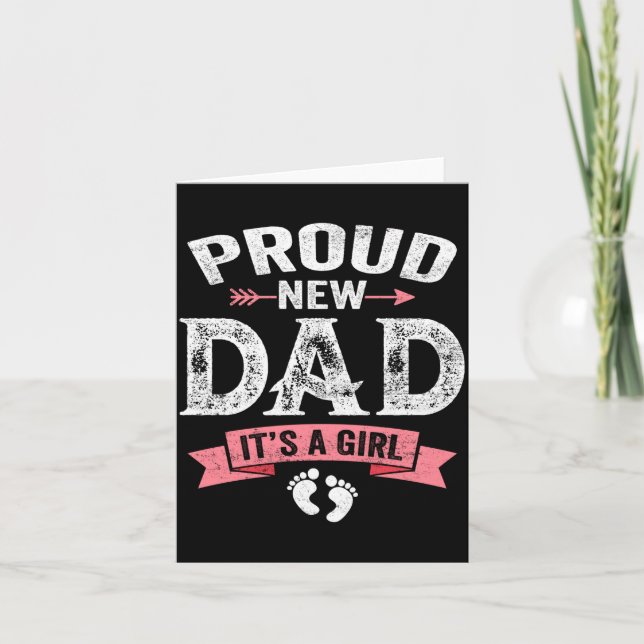 Cartão Mens Proud New Dad It's A Girl Funny Fathers Day N (Frente)