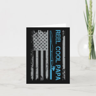 Cartão Mens Reel Legal Papa Pescando Bandeira Americana P