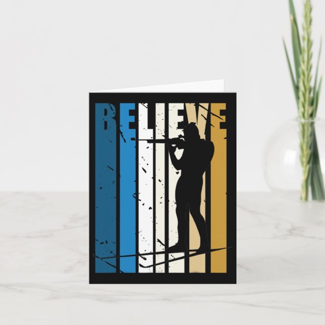 Cartão Mens Retro Mens Biathlon - Alvo Atirando Arma Wint (Frente)