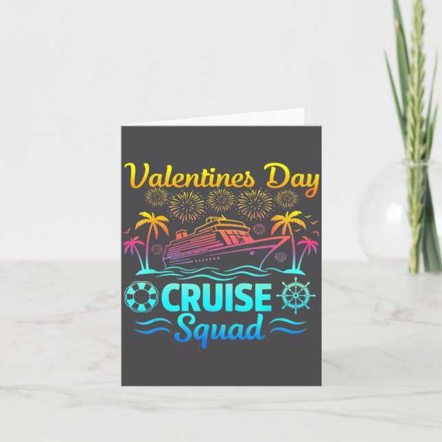 Cartão Mens Valentines Day Cruise Squad 2026 Vacation Tra (Frente)