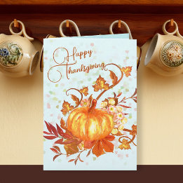 Cartão Mensagem de Ação de Graças Feliz Pumpkin Fall Card