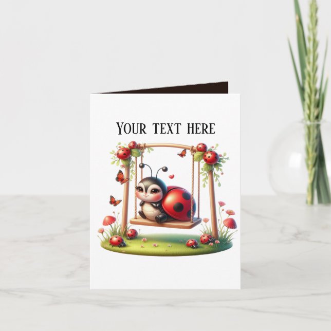 Cartão Mensagem para adicionar ladybug do carrinho de bal (Frente)