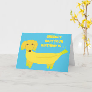 Cartão Mensagem personalizada Banana Dog Engraçado Aniver