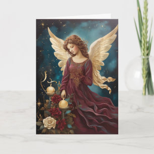 Cartão Mensagem Personalizada de Arte do Anjo de natais v