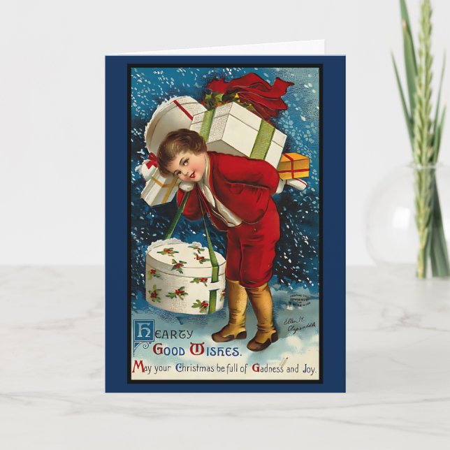 Cartão Mensagem Personalizada de natais vintages 1940s (Frente)