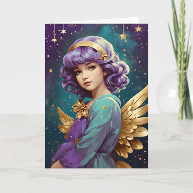 Cartão Mensagem Personalizada Elegante de Arte Anjo de Na (Frente)