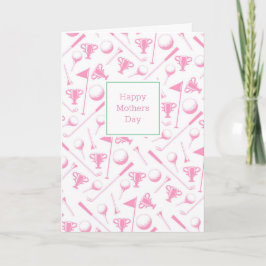 Cartão Mensagem Rosa de Golfe do feliz dia de as mães