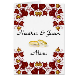 Cartão Menu à moda do casamento