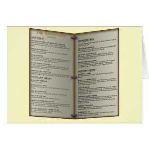 Cartão Menu da taberna do antro do dragão