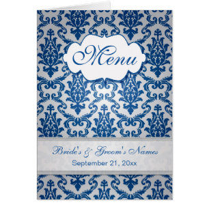 Cartão Menu Dark blue Damask (Damasco azul escuro)