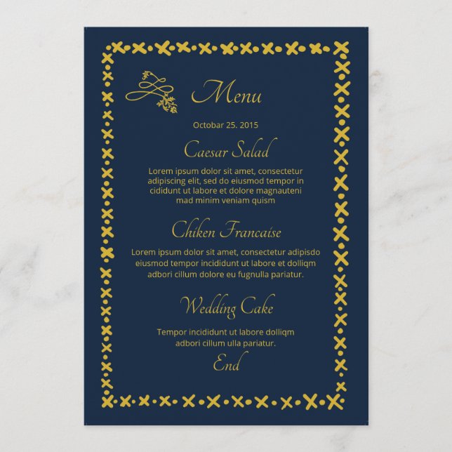 Cartão Menu de Casamento (Frente)