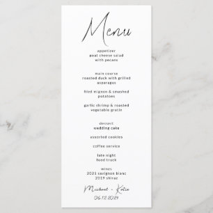 Cartão Menu de Casamento