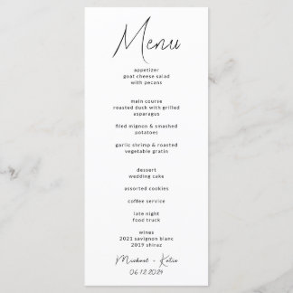 Cartão Menu de Casamento