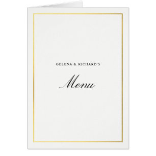 Cartão Menu de Casamento Dourado Elegante Dobrado