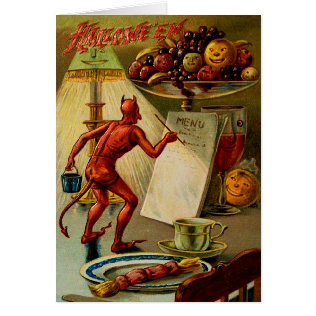 Cartão Menu do Dia das Bruxas (Frente)