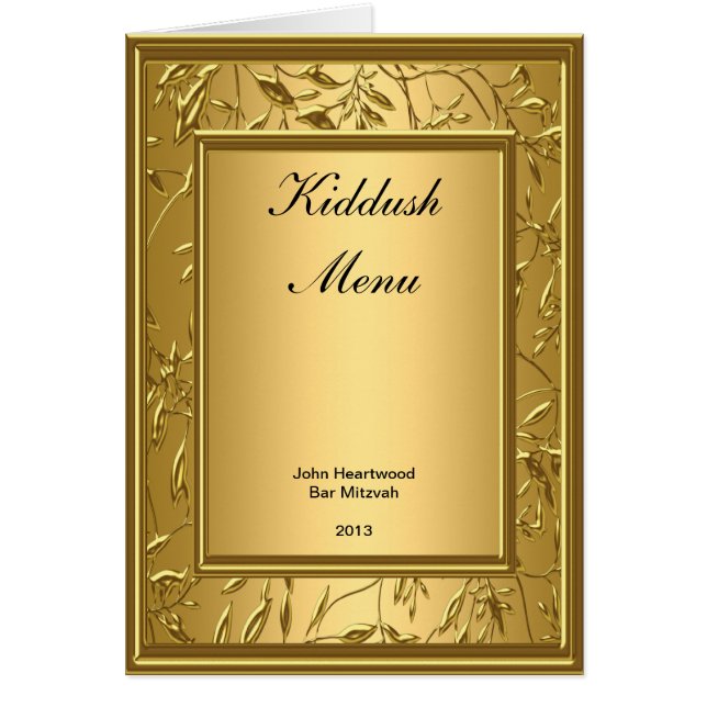 Cartão Menu Kiddush, Brunch, Bar/Bat Mitzvah Popular (Frente)
