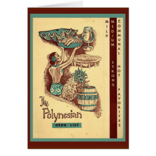 Cartão Menu Tiki do século do Médio Vintage