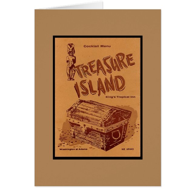 Cartão Menu Tiki do século do Médio Vintage (Frente)