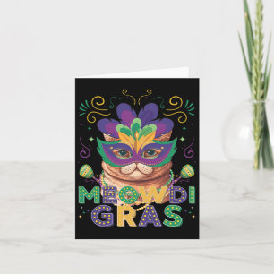Cartão Meowdi Gras Funny Mardi Gras Cat Lover