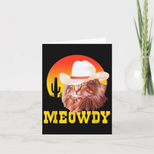 Cartão Meowdy! Engraçado Música country Cat Vintage