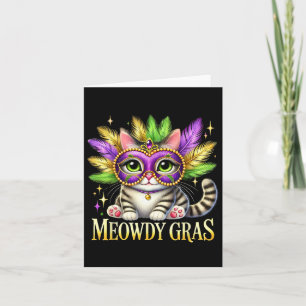 Cartão Meowdy Gras Cute Mardi Gras Festival Vibes Mar