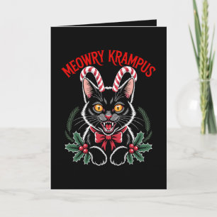Cartão Meowry Krampus Natal Gato Preto Cana de Açúcar Nat