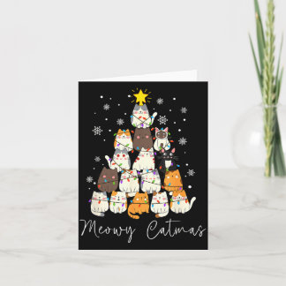 Cartão Meowy Catmas Luz Papai Noel Natal Engraçado Amante