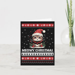 Cartão Meowy Catmas Papais noeis de Natal Kitten Natal Fe