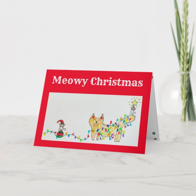Cartão Meowy Christmas (Frente)