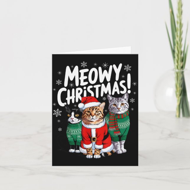 Cartão Meowy Christmas Funny Cat Christmas Holiday Xmas S (Frente)