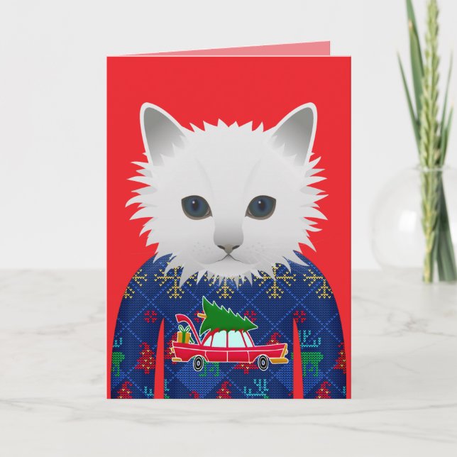 CARTÃO MEOWY CHRISTMAS FUNNY CAT GREETING CARD (Frente)