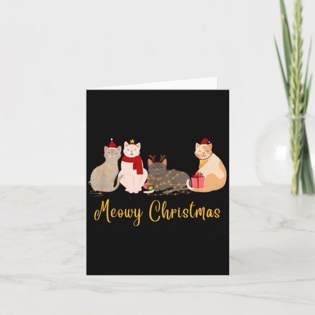 Cartão Meowy Christmas - Merry Christmas For Cat Lovers  (Frente)