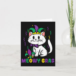 Cartão Meowy Mardi Gras Engraçado Nola Cat Dono do Pão Mo