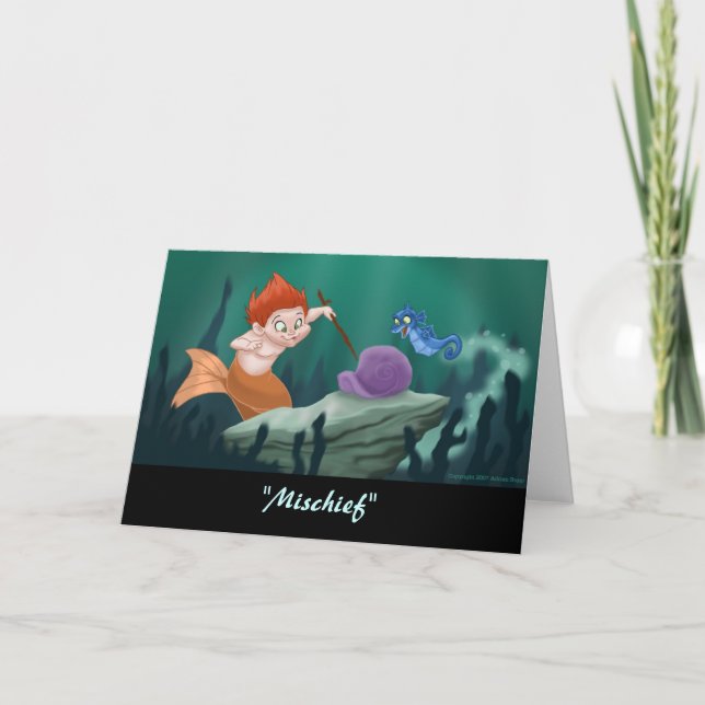 Cartão Merboy "Mischief" Greeting Card (Blank Inside) (Frente)