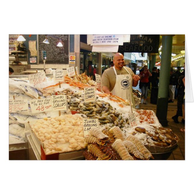 Cartão Mercado de peixe Seattle WA (Frente Horizontal)