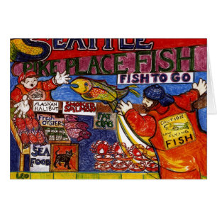 Cartão Mercado de peixes de Seattle