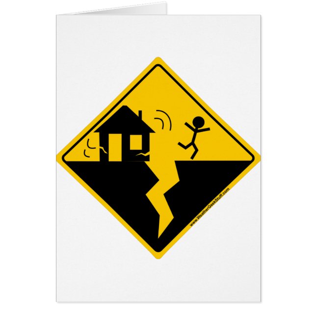 Cartão Mercadoria e roupa do aviso do terremoto (Frente)