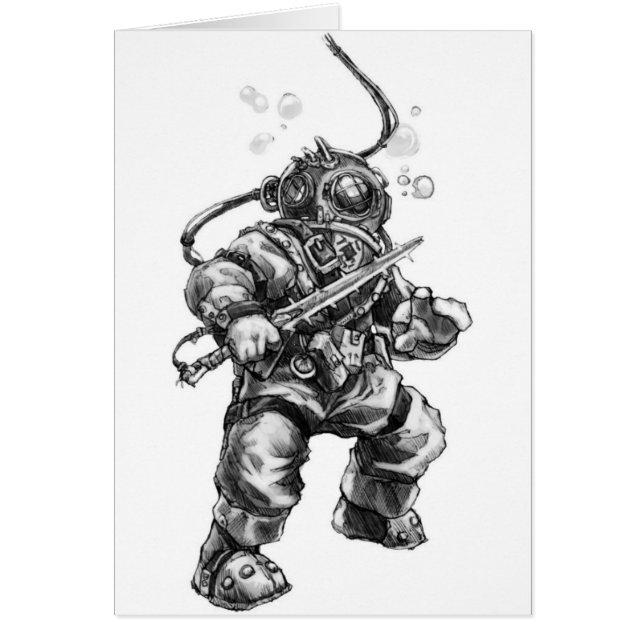 Cartão Mergulhador do mar profundo (Frente)