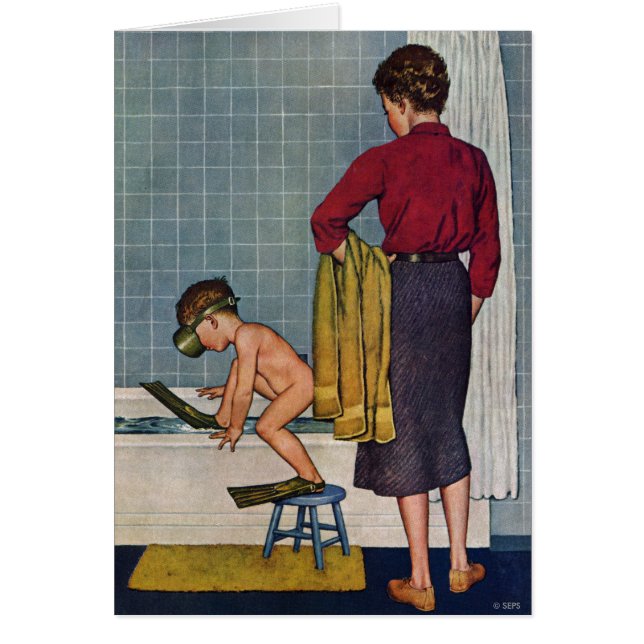 Cartão Mergulhador na cuba (Frente)